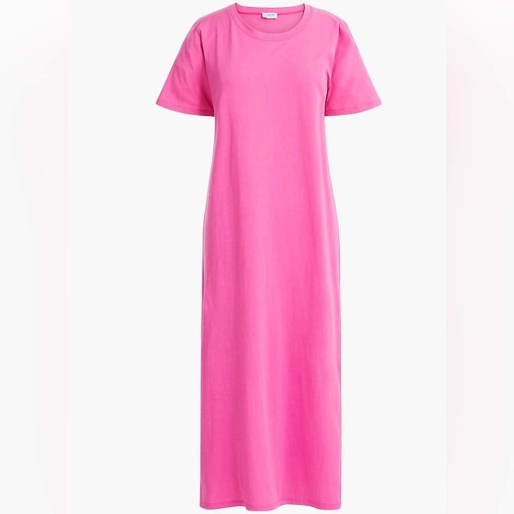 J. Crew Midi Short Sleeve Crew Neck Cotton Tee Dress Two Side Slits Size: S

F-3